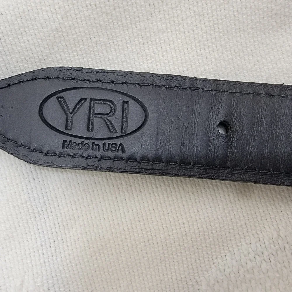 YRI Mens Belt Black Canvas Red Ram Design Solid Brass Buckle Made in USA‎ 38/95